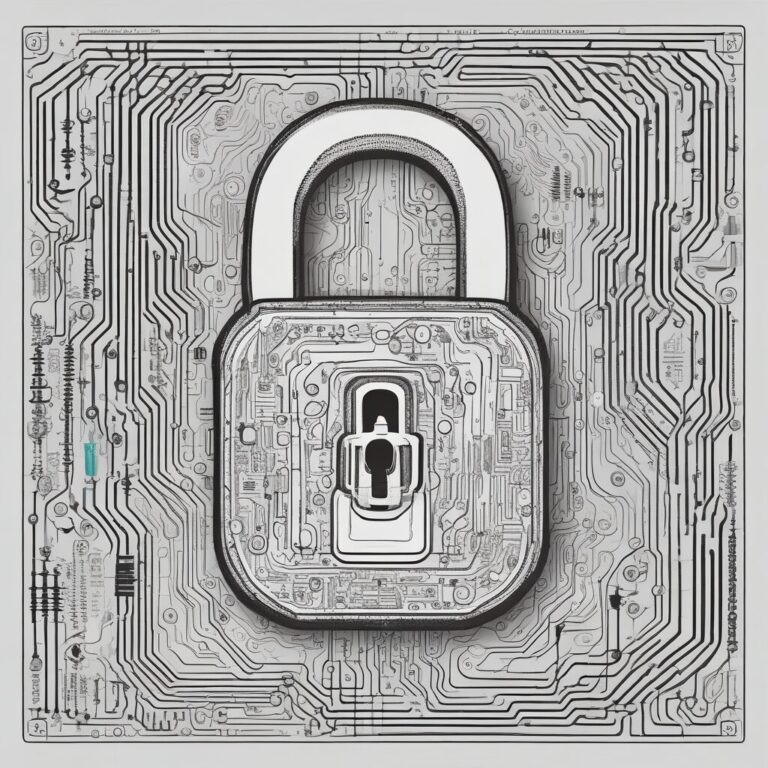 A padlock on a circuit board