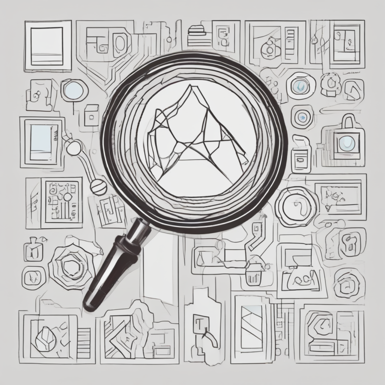 A magnifying glass illustrating scrutiny and examination of AI practices.