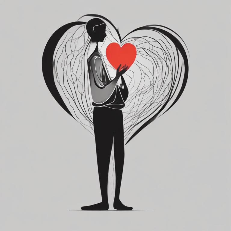 A human silhouette with a heart
