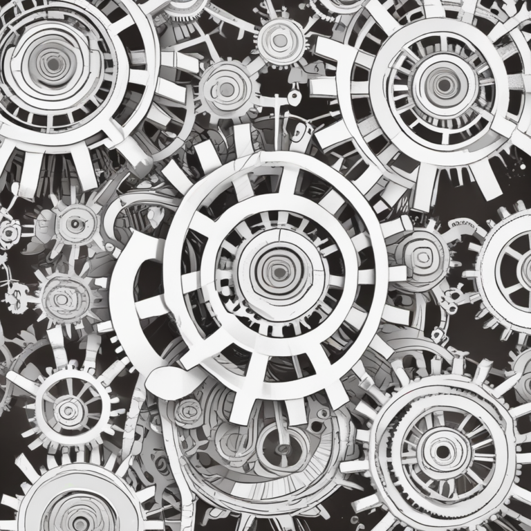A network of interconnected gears
