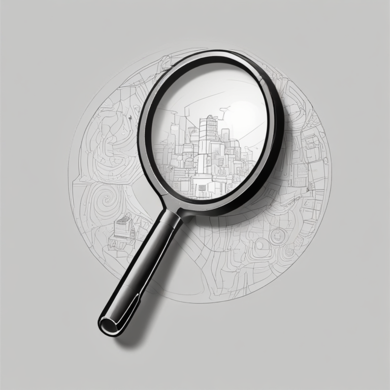 A magnifying glass over a digital interface