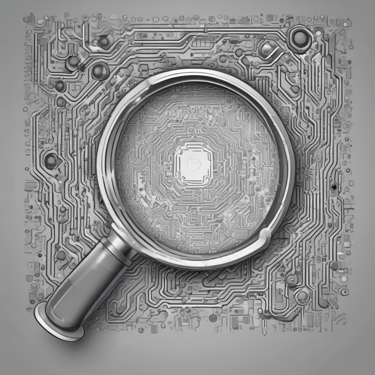 A magnifying glass focusing on a circuit board
