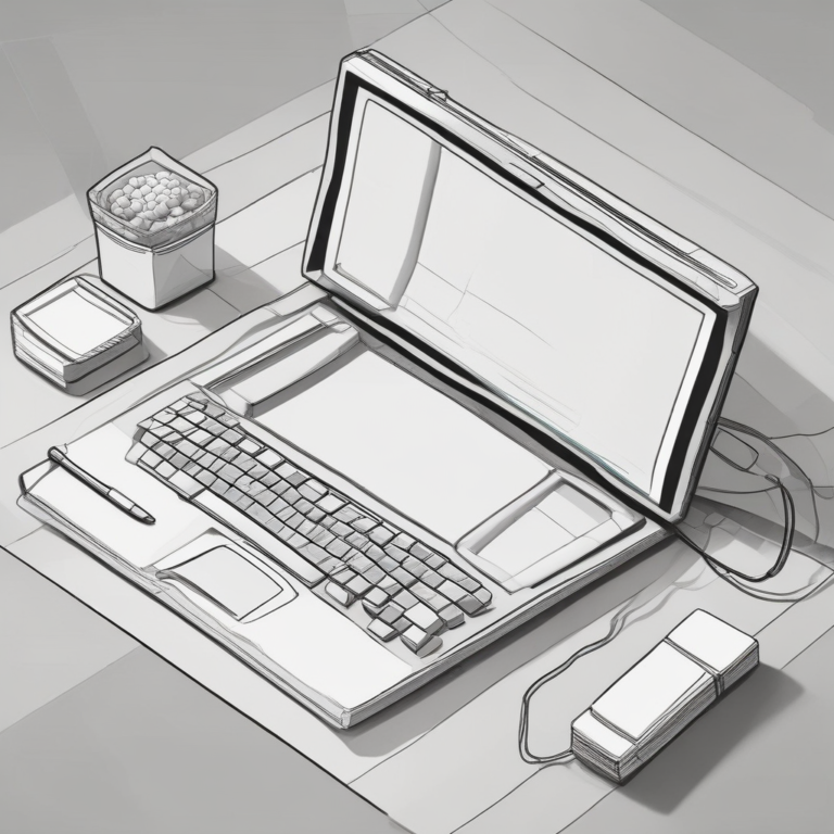 A computer with an open book