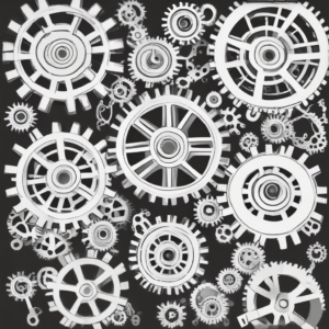 A set of gears illustrating the complex machinery of AI regulation.