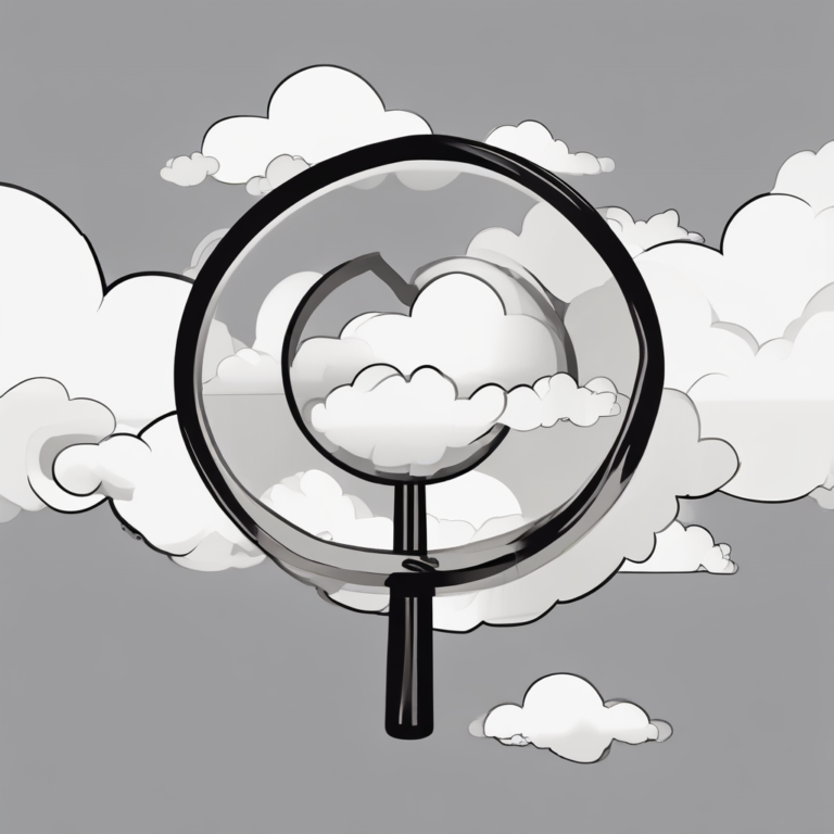 A magnifying glass over a cloud