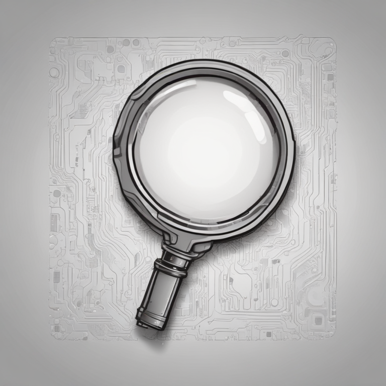 A magnifying glass over a computer chip