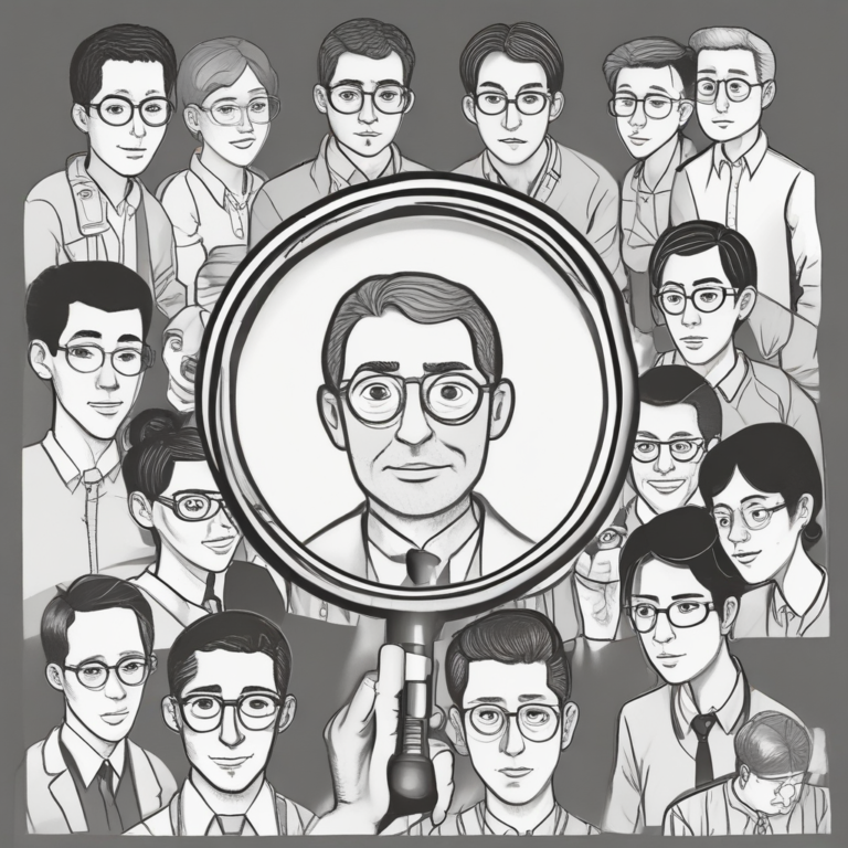 A magnifying glass focusing on a diverse group of people