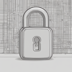 A digital padlock illustrating cybersecurity in health technology.