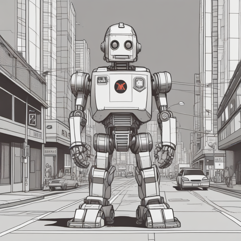 A robot with a stop sign