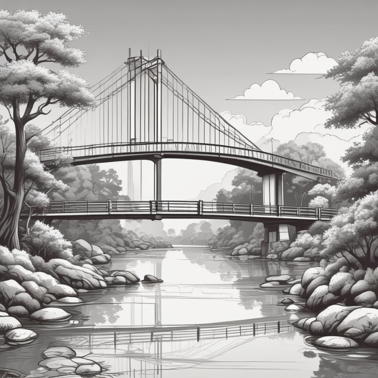 A bridge connecting two different landscapes