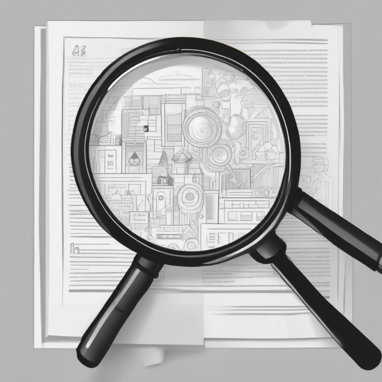 A magnifying glass focusing on a document