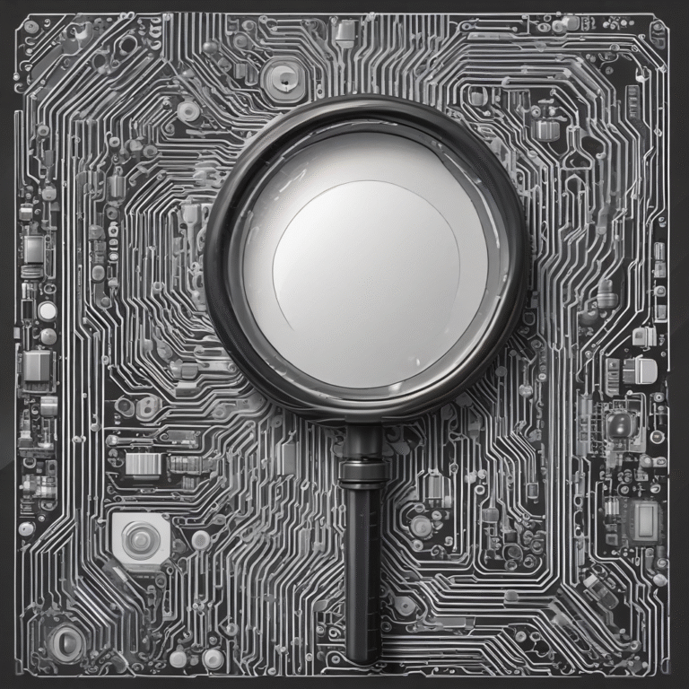 A magnifying glass over a circuit board
