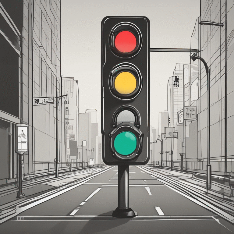A traffic light – illustrating the need for guidelines and control in AI development.