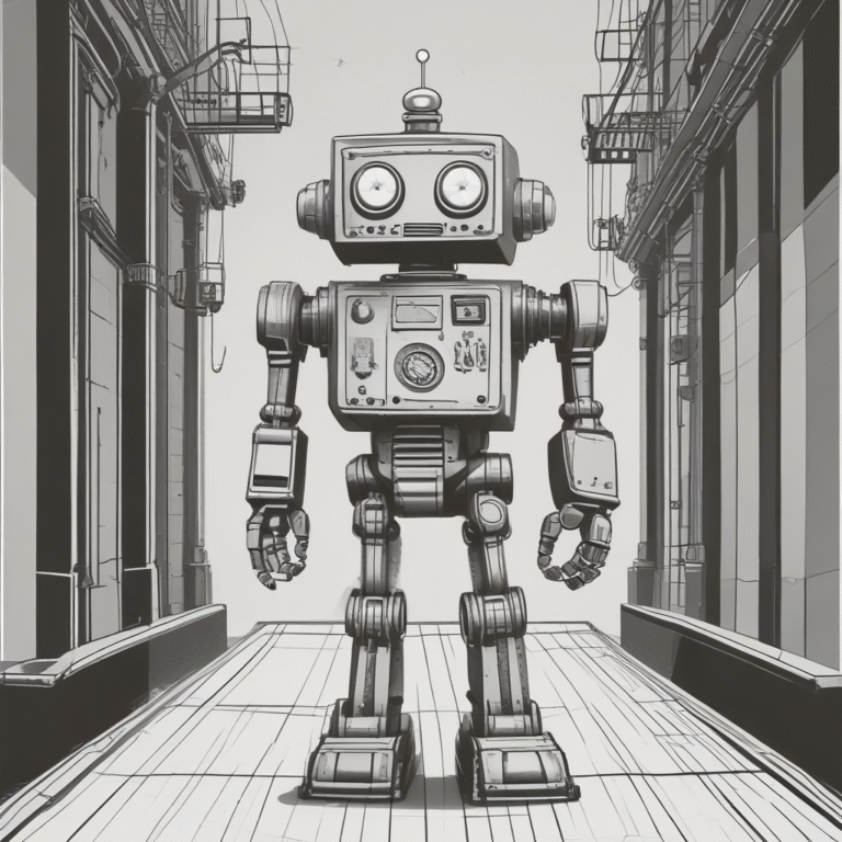 A robot with a "no entry" sign