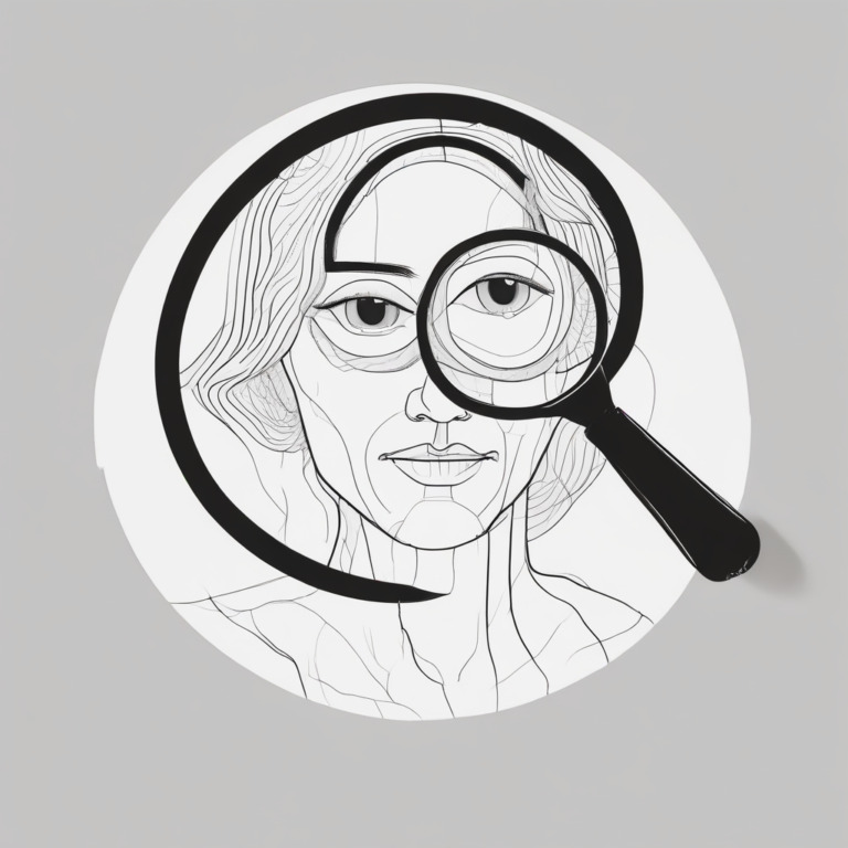 A magnifying glass focusing on a human figure to represent scrutiny of human rights