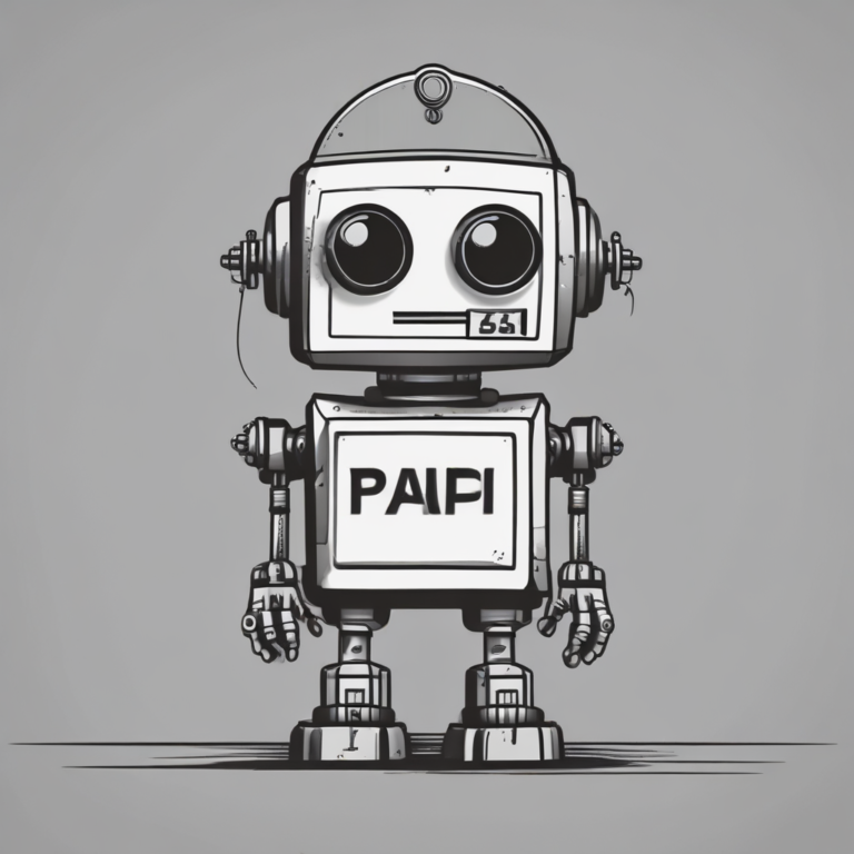 A robot with a caution sign