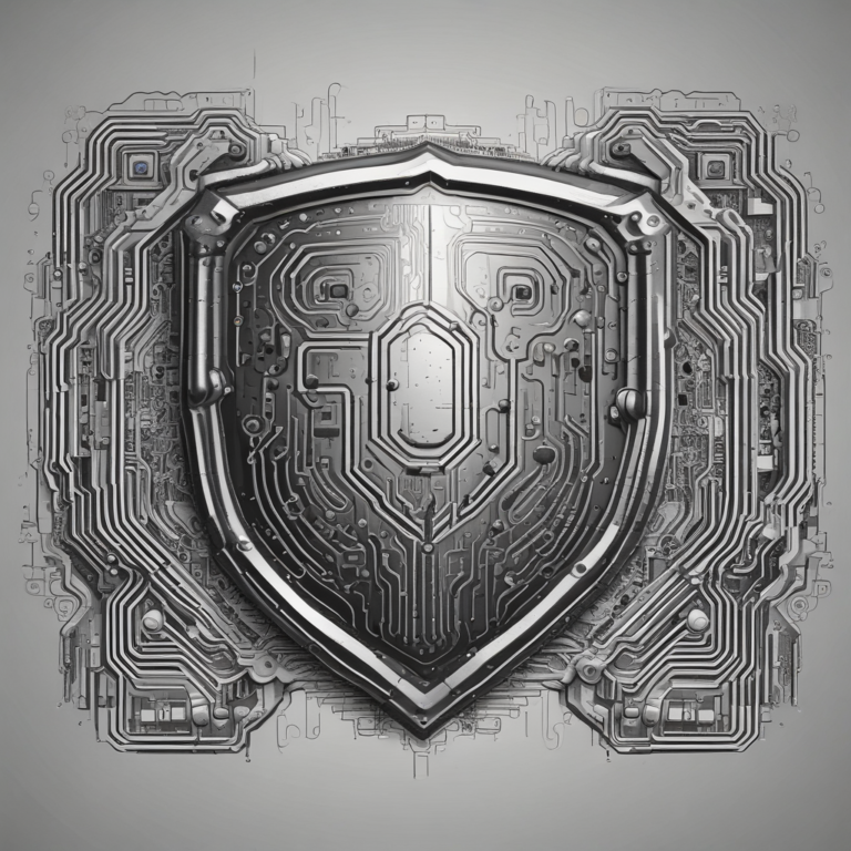 A shield with a circuit board design