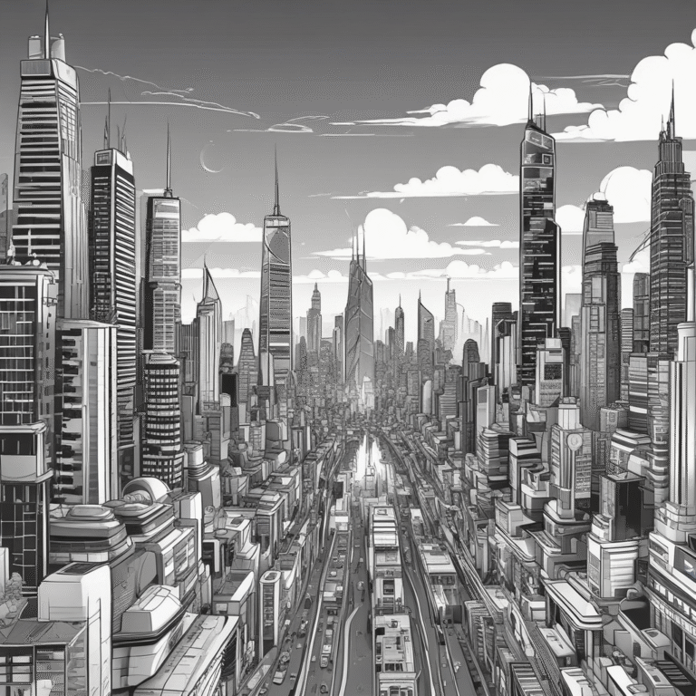 A futuristic city skyline