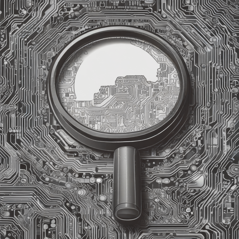 A magnifying glass over a circuit board