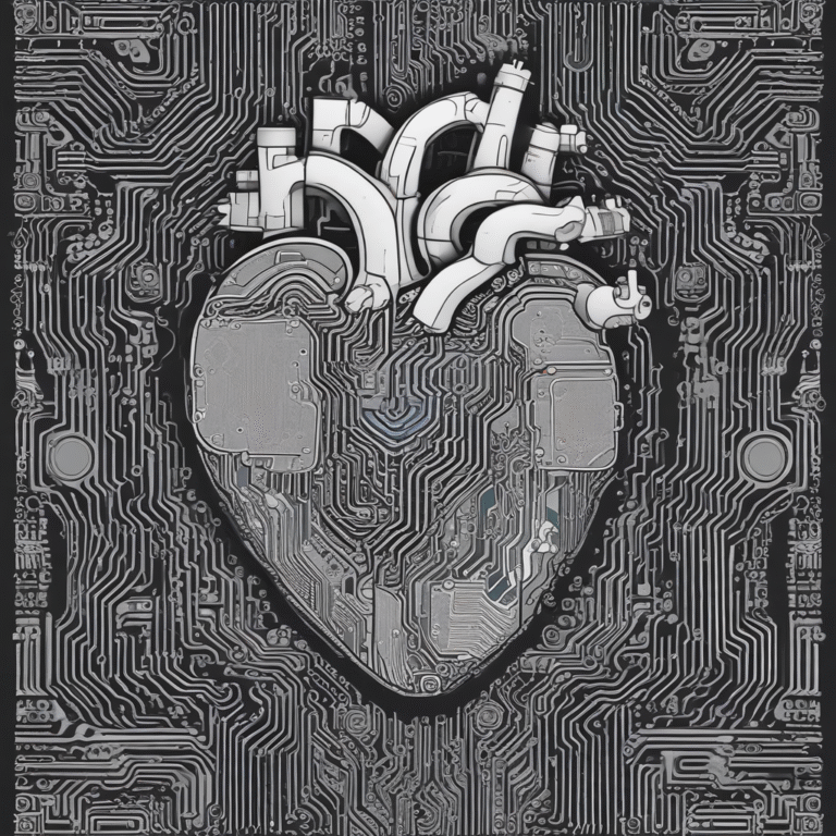 A heart made of circuit board patterns