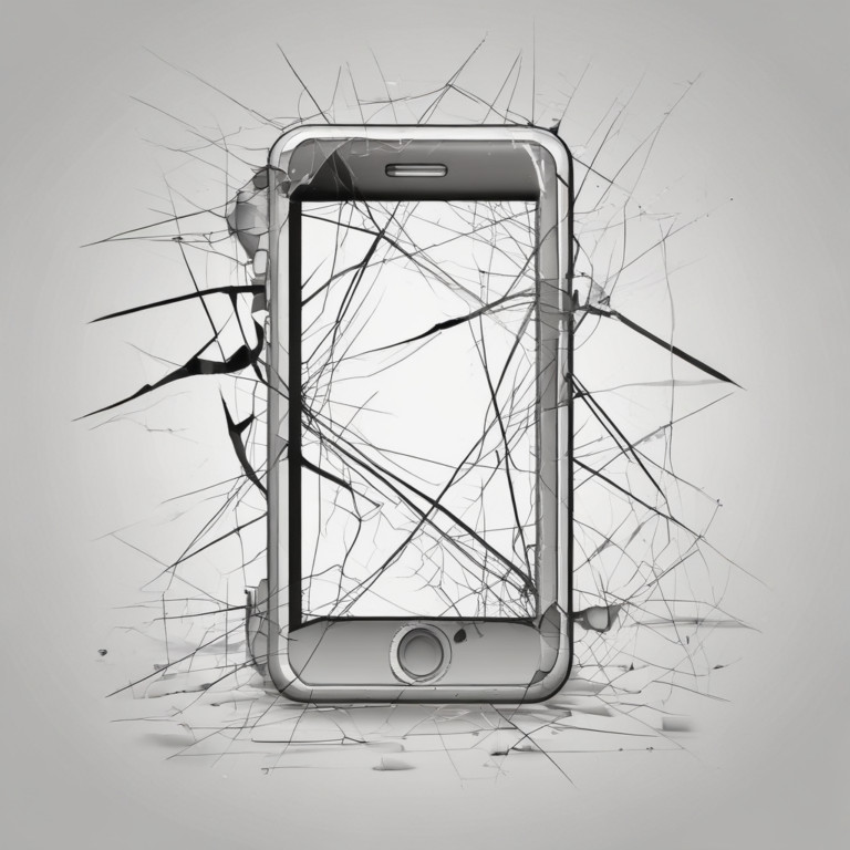 A shattered smartphone screen