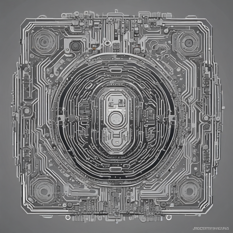 A shield with a circuit board design