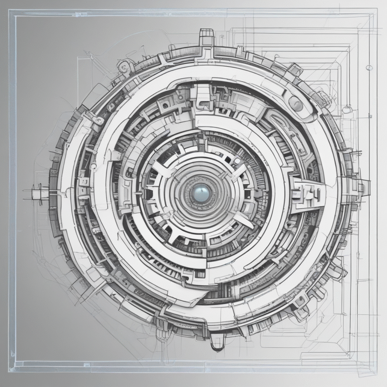 A blueprint featuring interconnected gears