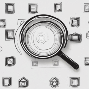 A magnifying glass to signify the need for careful examination and scrutiny of AI developments.