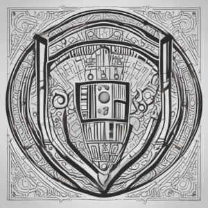 A shield with a digital pattern