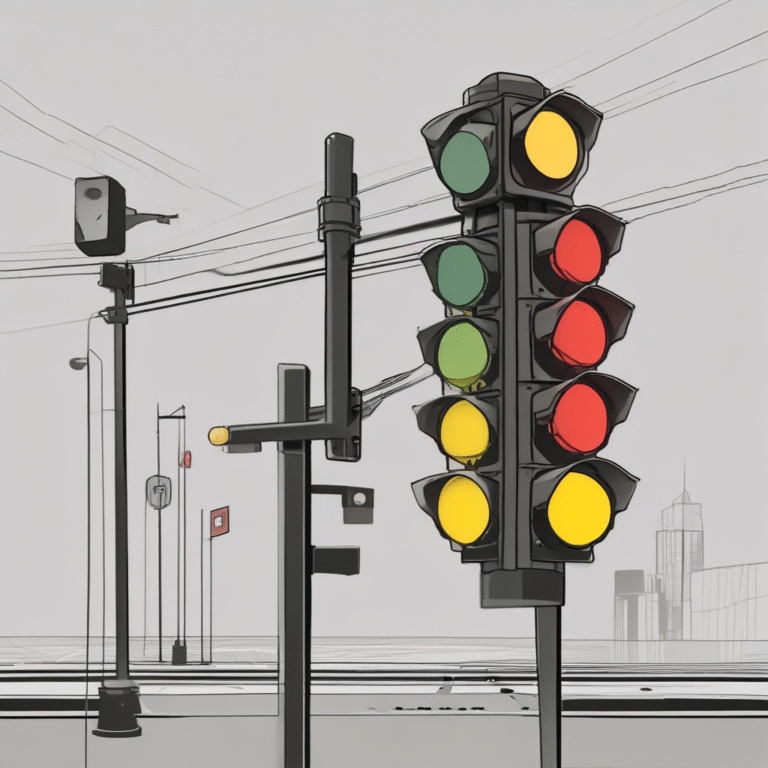 A traffic light indicating the need for caution and regulation in AI development.