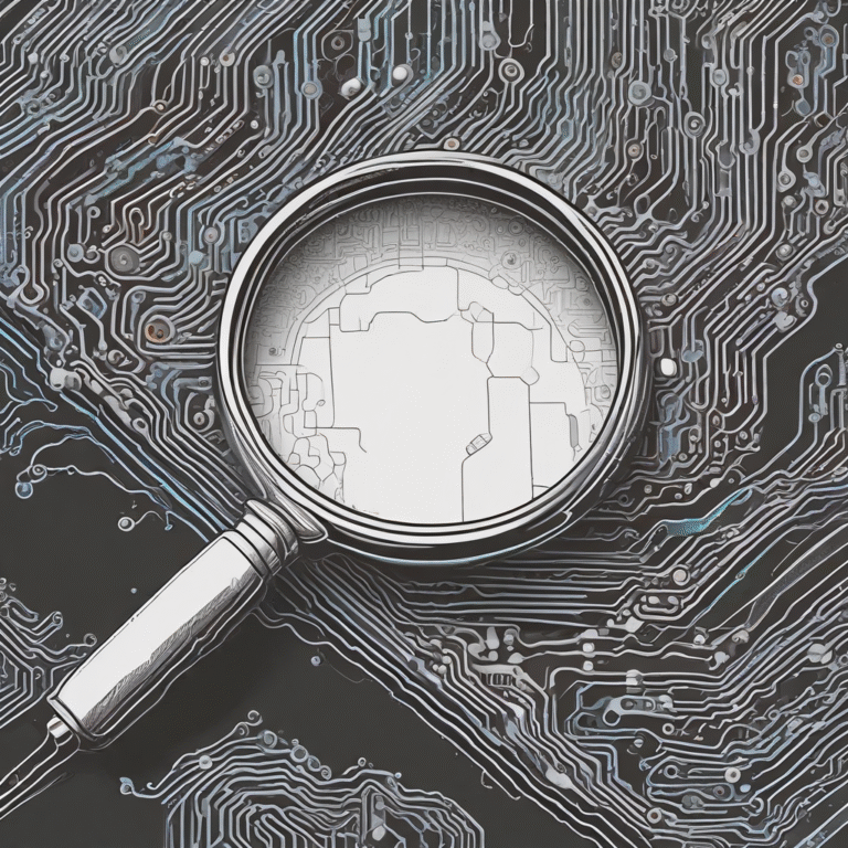 A magnifying glass over a circuit board