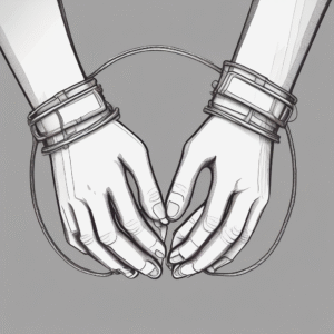 A pair of handcuffs made of wires