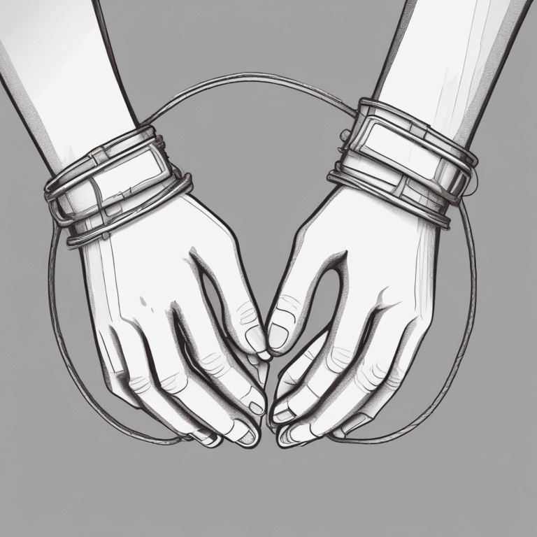 A pair of handcuffs made of wires