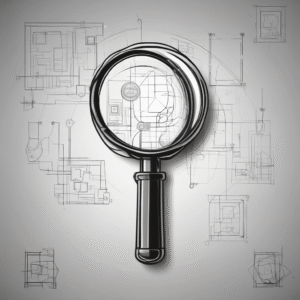 A magnifying glass illustrating scrutiny and transparency in AI development.