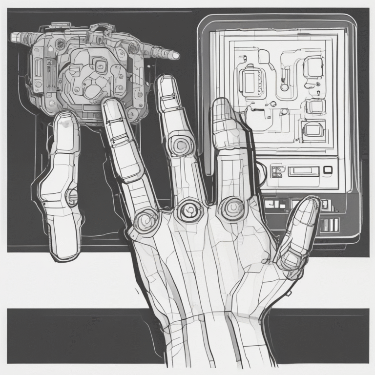 A robotic hand interacting with a computer interface