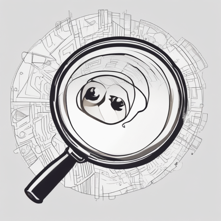 A magnifying glass to signify scrutiny and oversight in the AI industry.