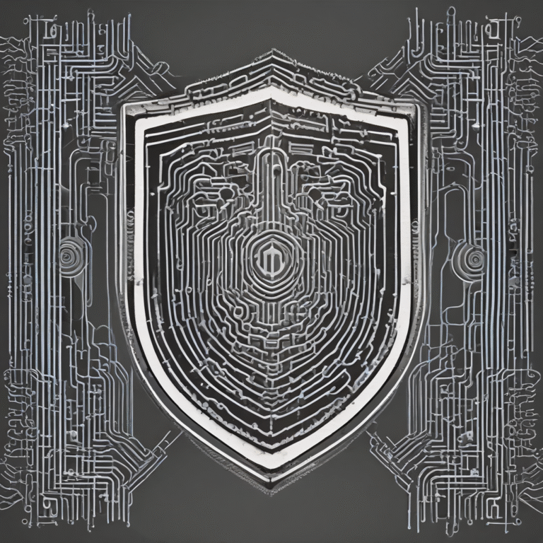 A shield with a circuit pattern to signify cybersecurity in the realm of AI.