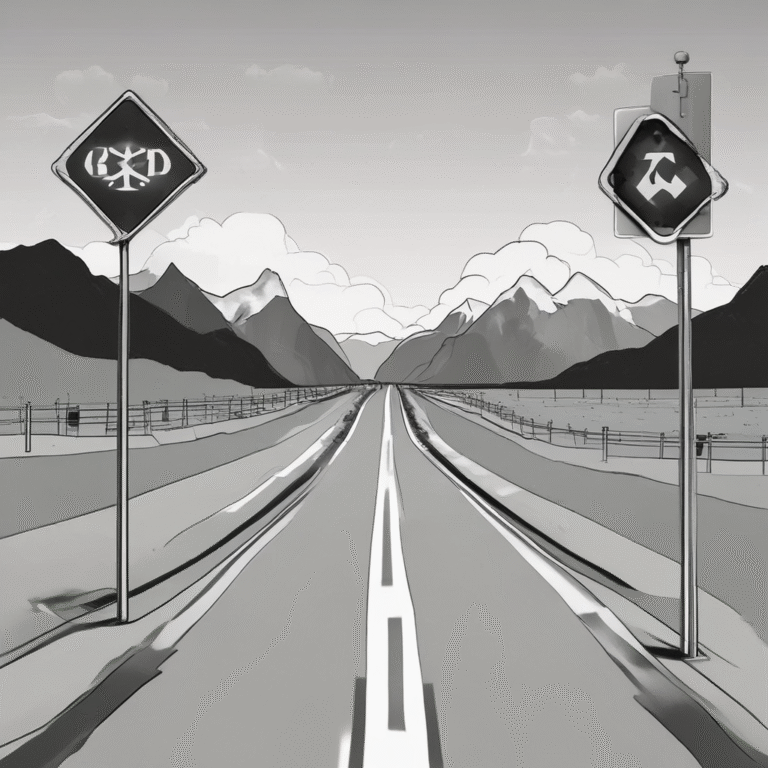 A divided road sign (indicating two paths or choices in legislation).