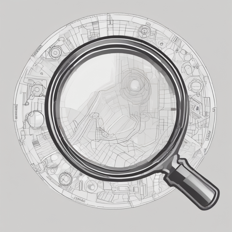 A magnifying glass symbolizing scrutiny and oversight of AI technologies.