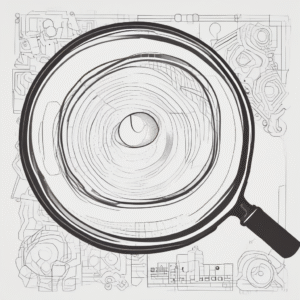 A magnifying glass illustrating the importance of scrutiny and oversight in AI implementation.