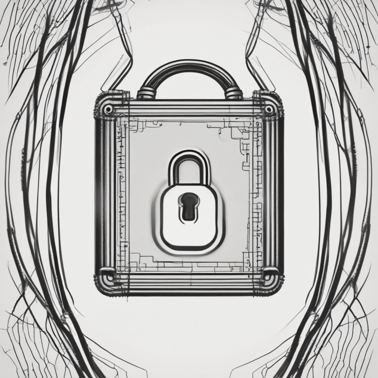 A padlock encased in a network of wires illustrating security and regulation in AI.