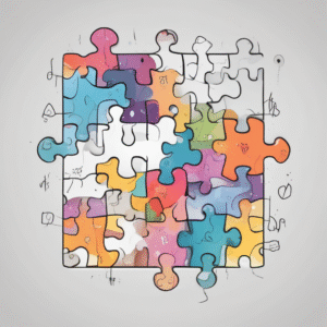 A colorful puzzle piece that embodies the integration of children's rights into AI frameworks highlighting the need for inclusivity and collaboration.