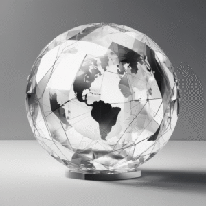A transparent crystal sphere illustrating clarity and foresight in predictive AI governance.