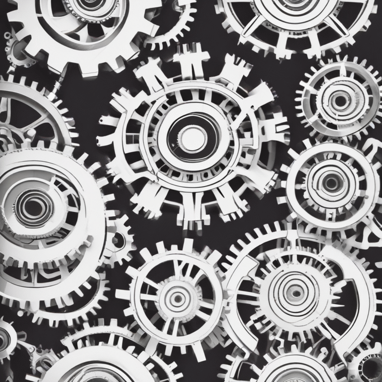 A set of gears to represent the integration of AI technology within traditional financial systems illustrating the mechanics of responsible implementation.