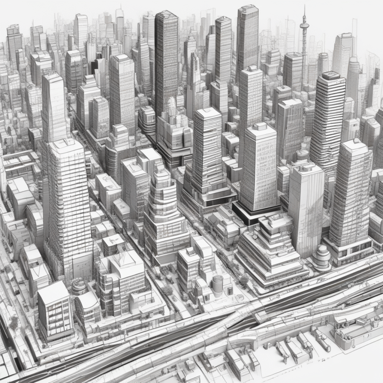 A smart city model representing AI integration in urban planning