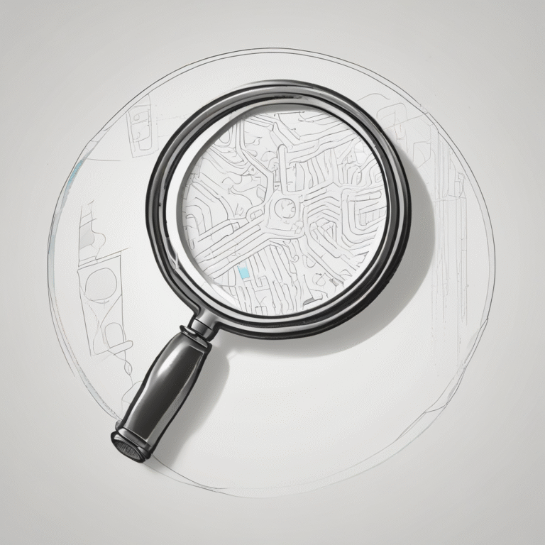 A magnifying glass to illustrate the scrutiny and examination of laws and rules affecting AI.