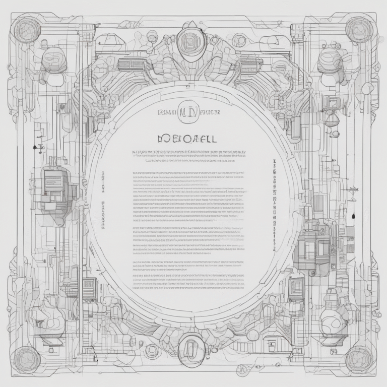 A futuristic legal document with AI elements