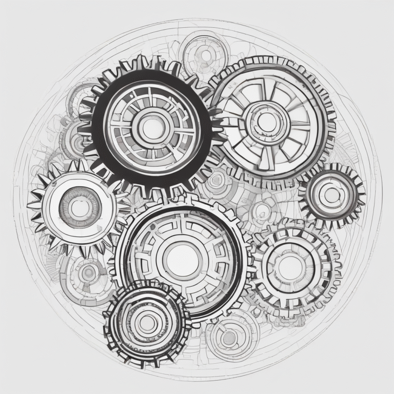 A set of interconnected gears representing collaboration and the complexity of global governance.