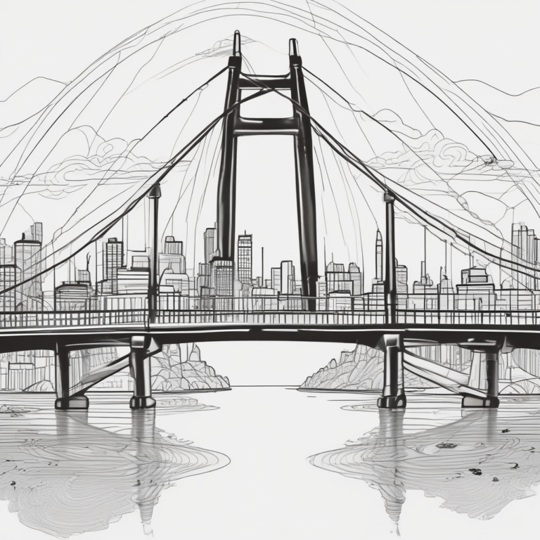 A bridge model illustrating the connection and trust between humans and AI systems.