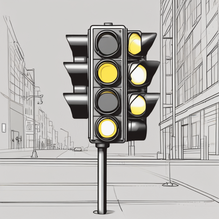 A traffic light stuck on yellow indicating caution and the potential risks of deregulation.